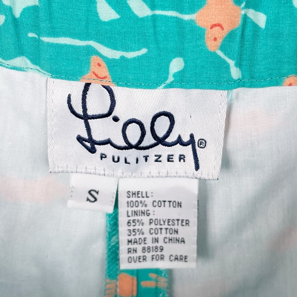 Vintage Lilly Pulitzer Cropped Capri Cotton Pants Green Fishy Print Size Small - Picture 7 of 9